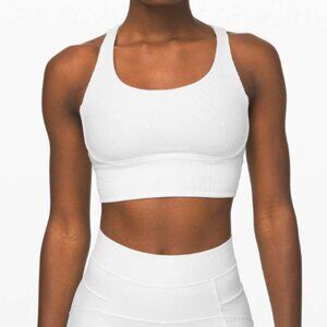 Lululemon Energy Bra Long Line Texture White ribbed 6